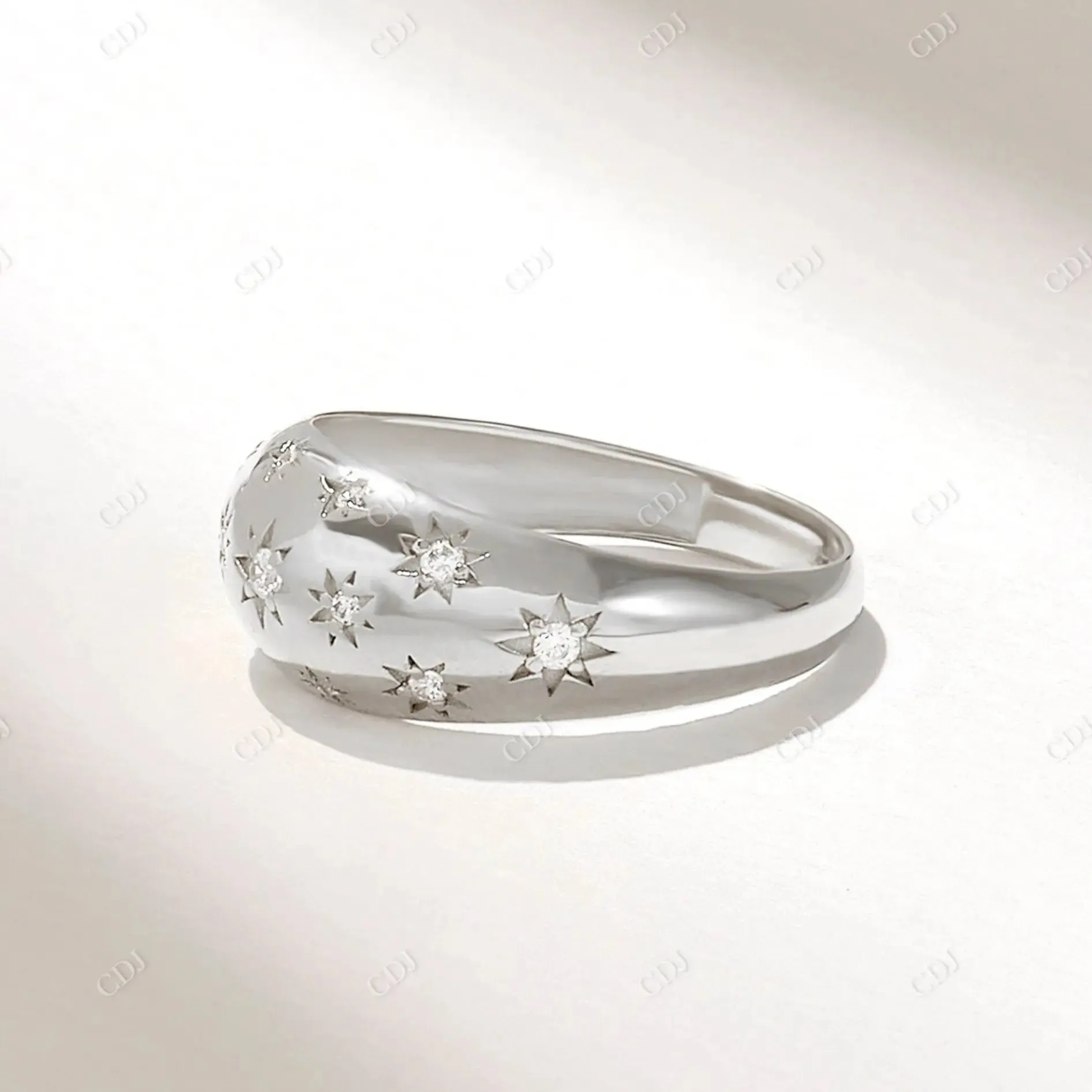 0.12CTW Round Cut Lab Grown Diamond Star Dome Ring