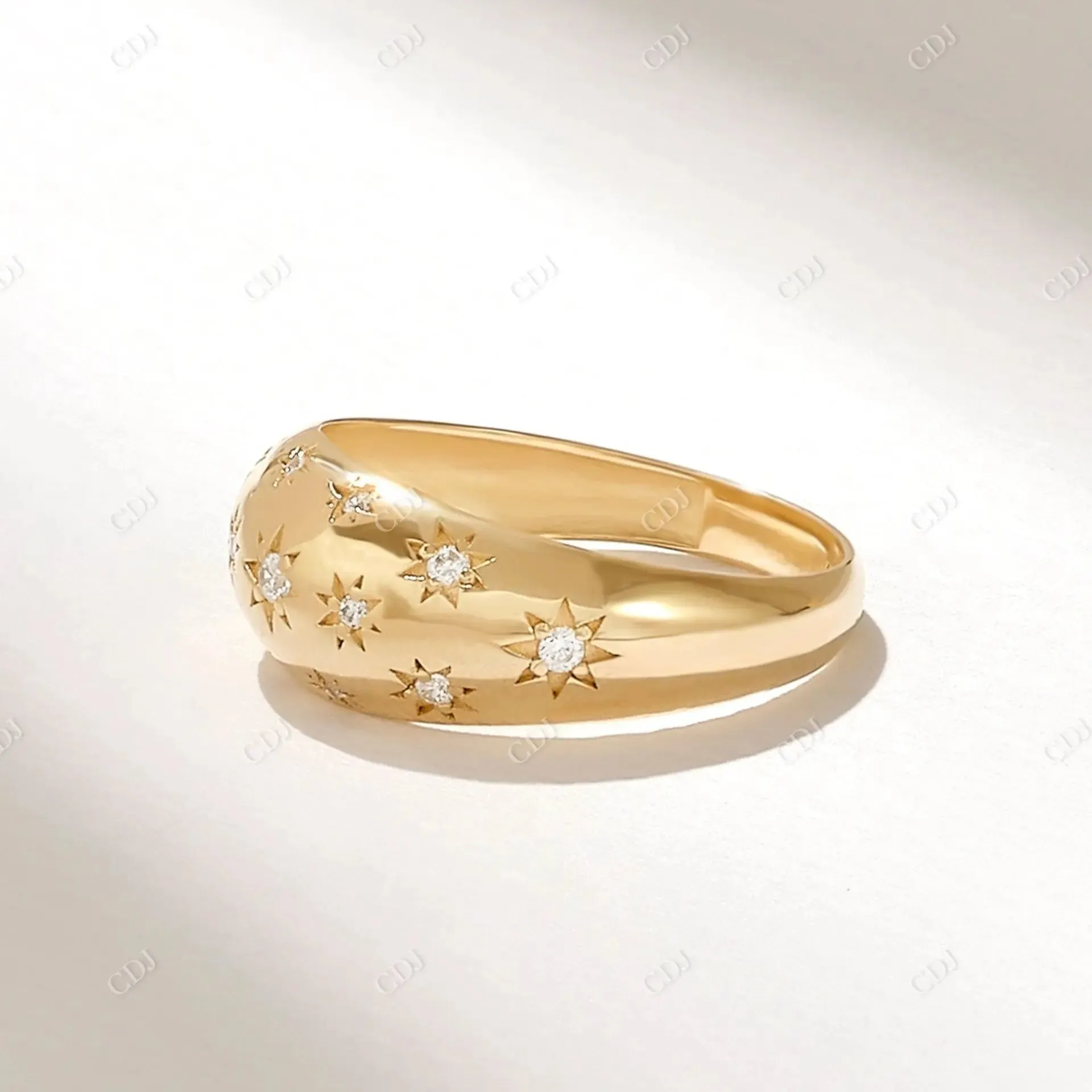 0.12CTW Round Cut Lab Grown Diamond Star Dome Ring