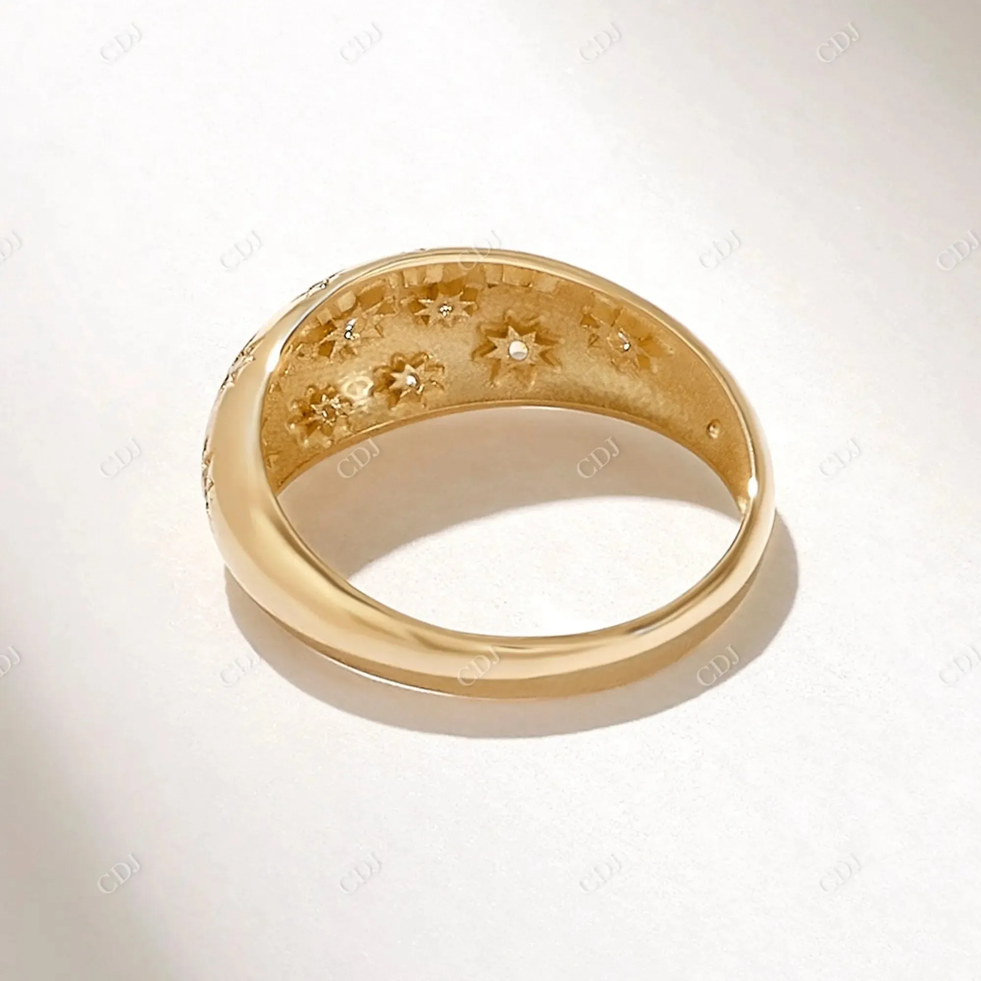 0.12CTW Round Cut Lab Grown Diamond Star Dome Ring