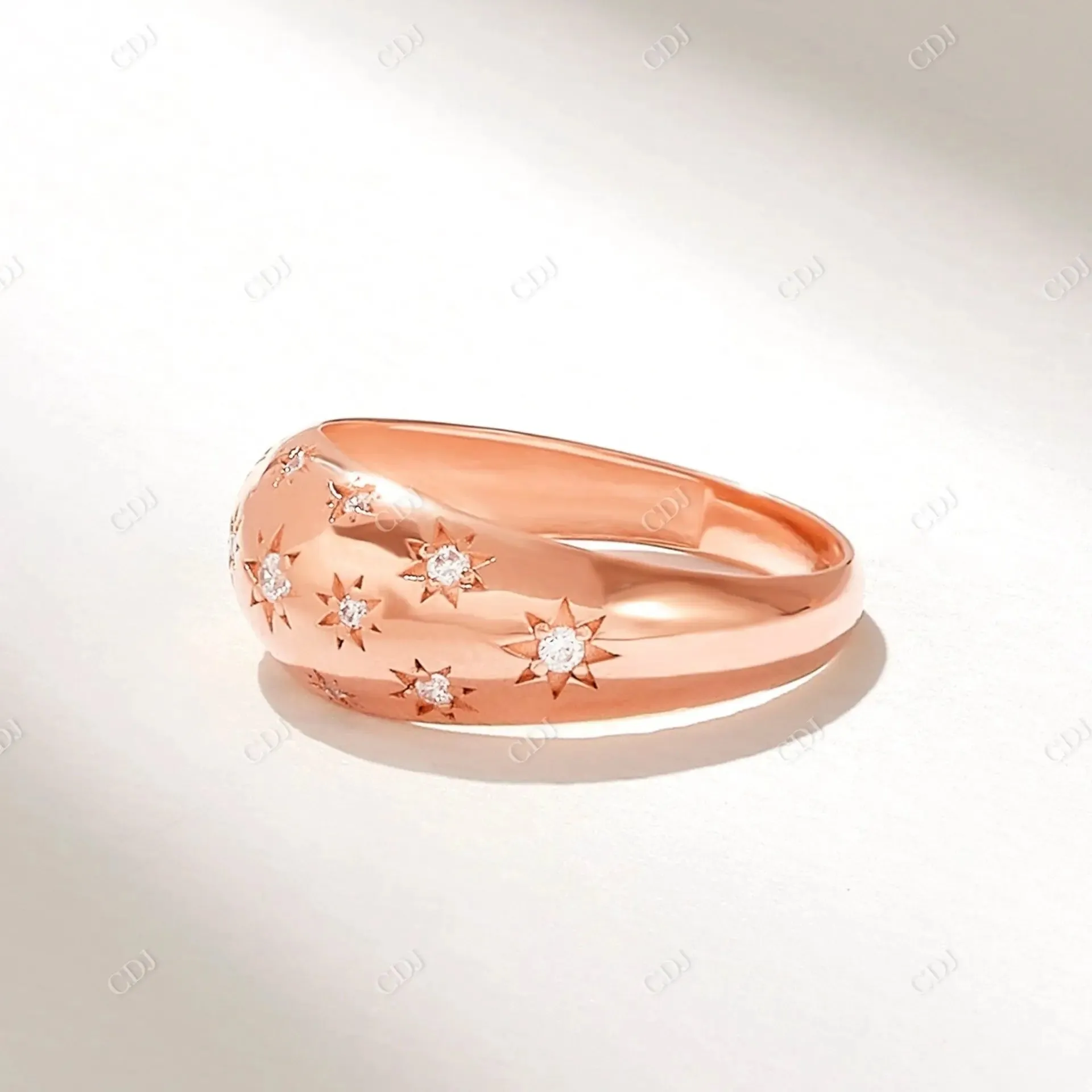 0.12CTW Round Cut Lab Grown Diamond Star Dome Ring
