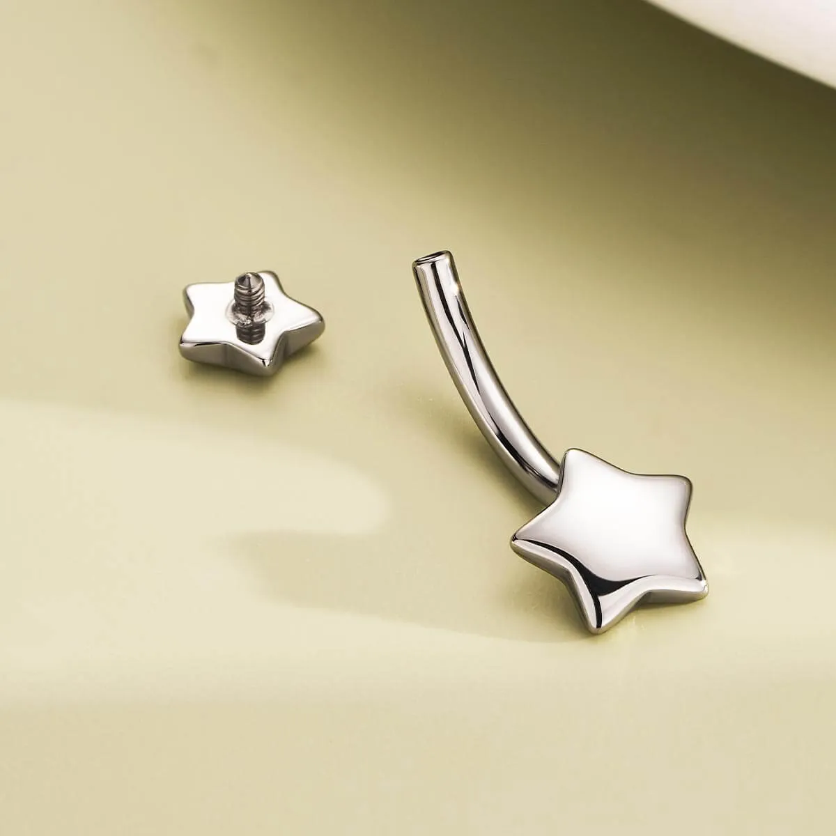 14G Titanium Star Top Belly Button Ring