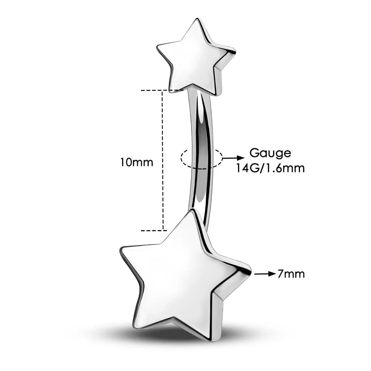 14G Titanium Star Top Belly Button Ring