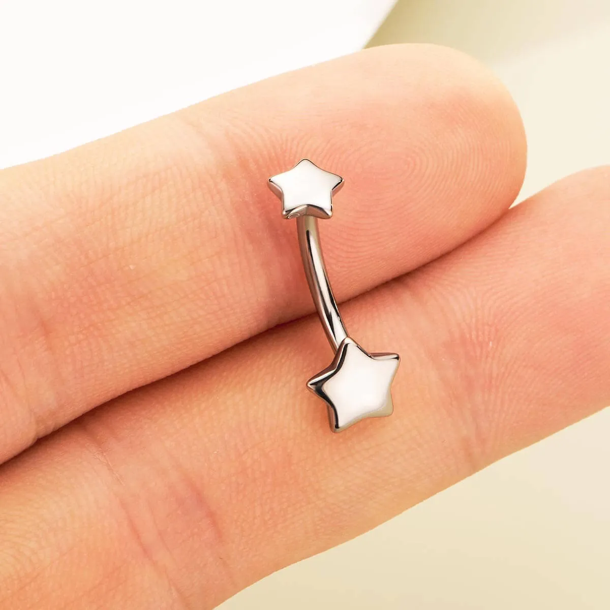14G Titanium Star Top Belly Button Ring