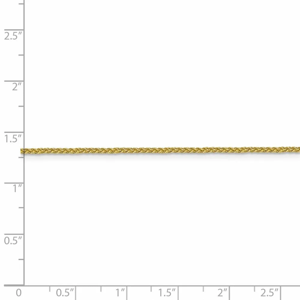 1.5mm 10k Yellow Gold Solid Diamond Cut Wheat Chain Necklace