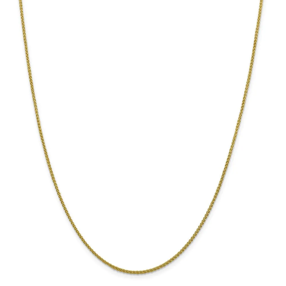 1.5mm 10k Yellow Gold Solid Diamond Cut Wheat Chain Necklace