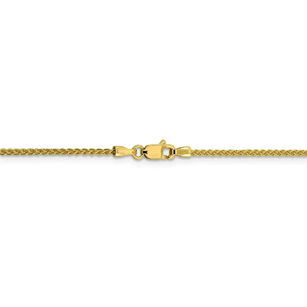 1.5mm 10k Yellow Gold Solid Diamond Cut Wheat Chain Necklace
