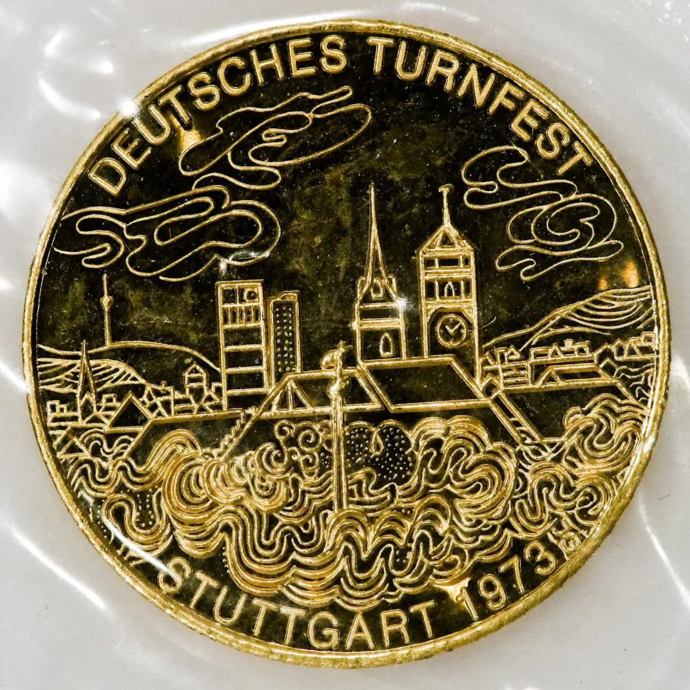 1973 German Gymnastics Festival Proof .999 Gold Medallete (19.97mm/4.64g) - Gem Proof