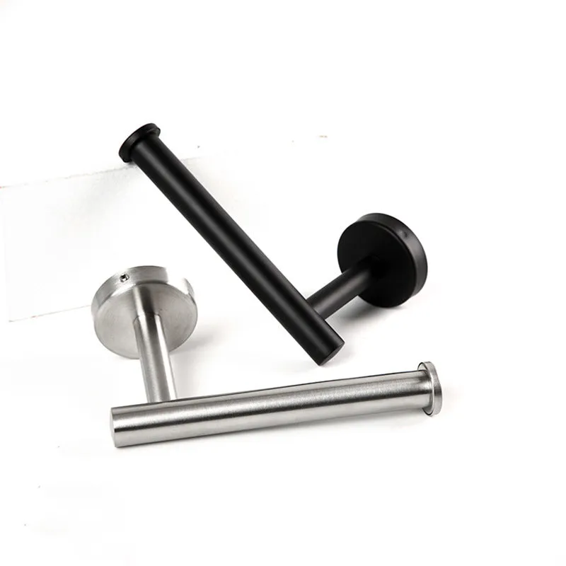 304 Stainless Steel Black Tissue Holder Bathroom Roll Stand Bathroom round Punch