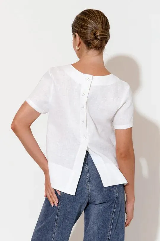 AJD1766 KITA SHORT SLEEVE BUTTON BACK TOP