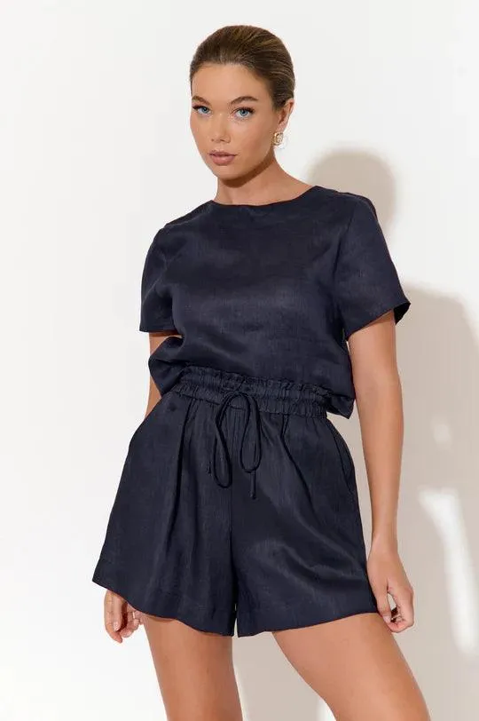 AJD1766 KITA SHORT SLEEVE BUTTON BACK TOP