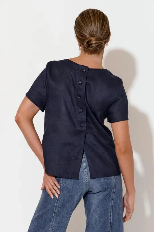 AJD1766 KITA SHORT SLEEVE BUTTON BACK TOP
