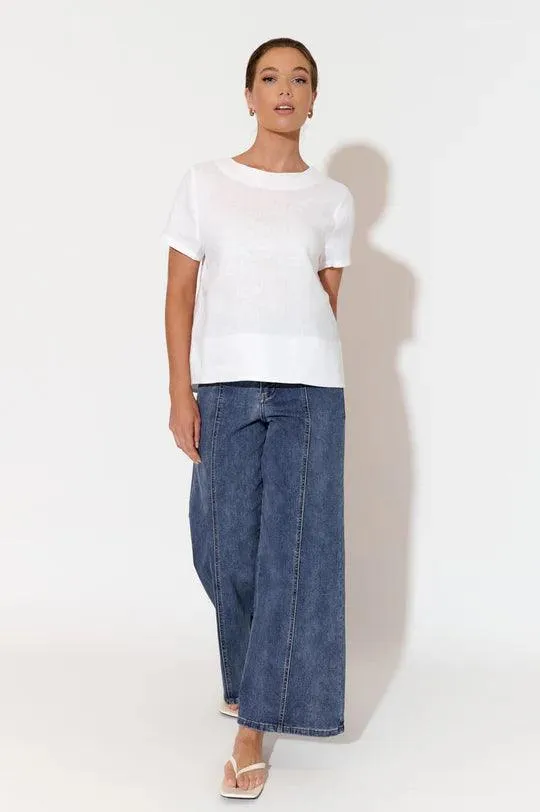 AJD1766 KITA SHORT SLEEVE BUTTON BACK TOP
