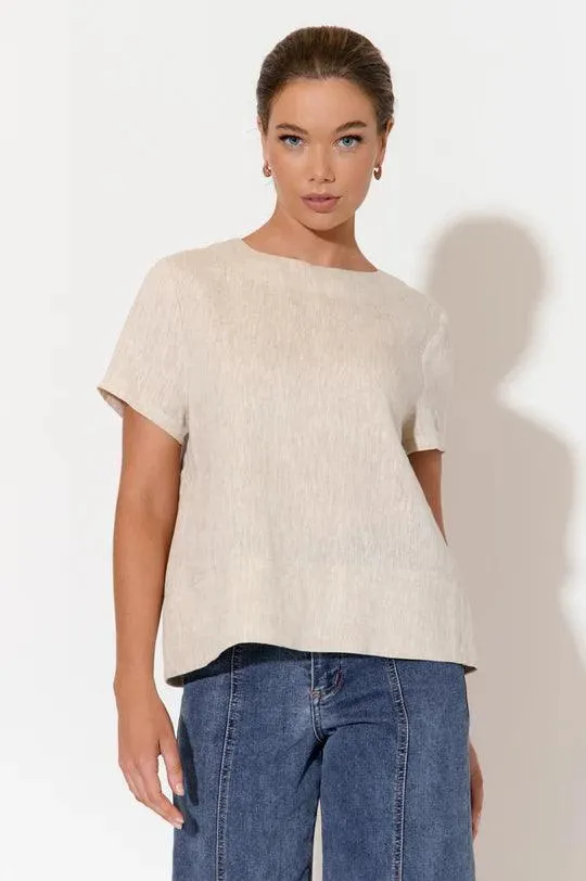 AJD1766 KITA SHORT SLEEVE BUTTON BACK TOP