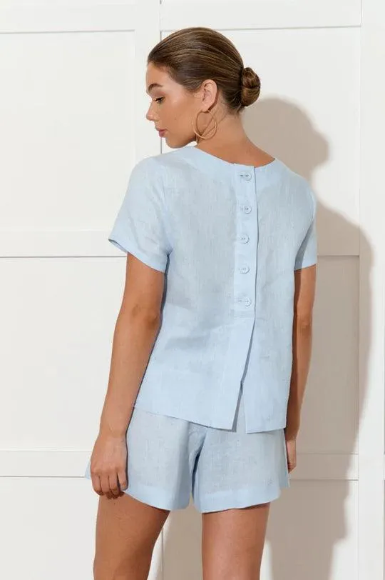 AJD1766 KITA SHORT SLEEVE BUTTON BACK TOP
