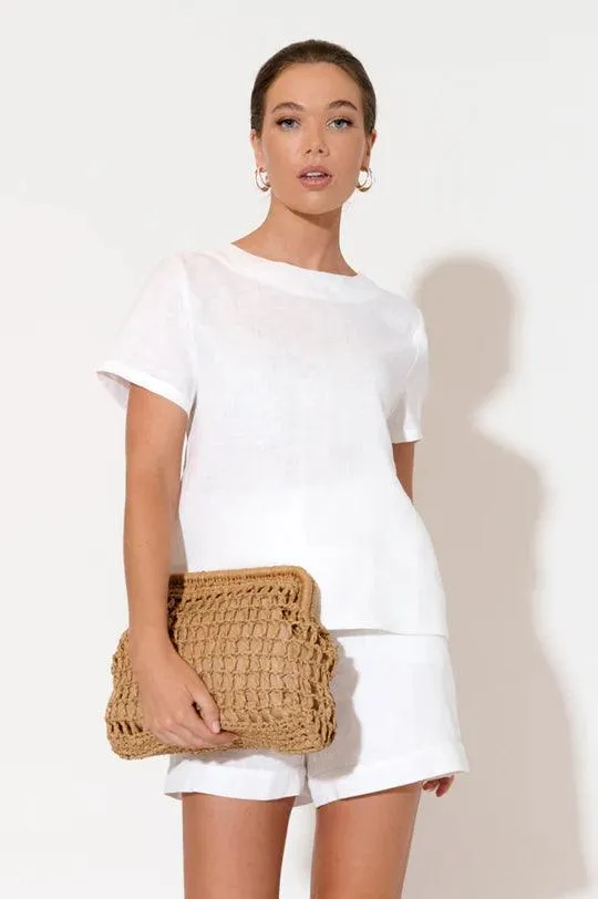 AJD1766 KITA SHORT SLEEVE BUTTON BACK TOP