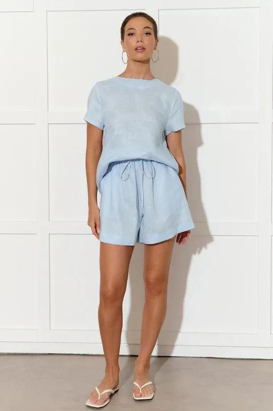 AJD1766 KITA SHORT SLEEVE BUTTON BACK TOP