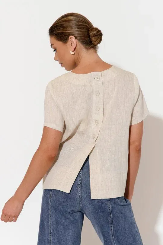 AJD1766 KITA SHORT SLEEVE BUTTON BACK TOP