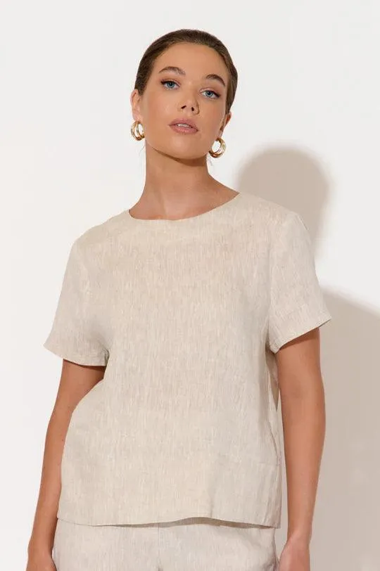 AJD1766 KITA SHORT SLEEVE BUTTON BACK TOP
