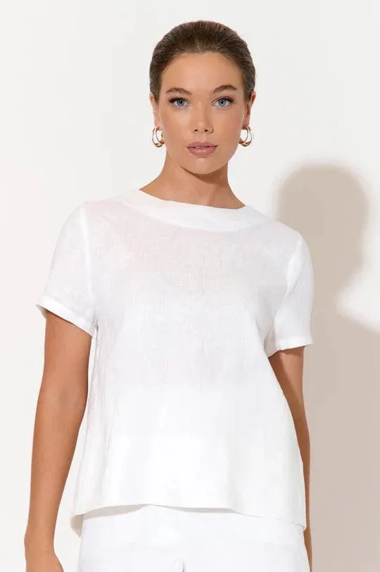AJD1766 KITA SHORT SLEEVE BUTTON BACK TOP