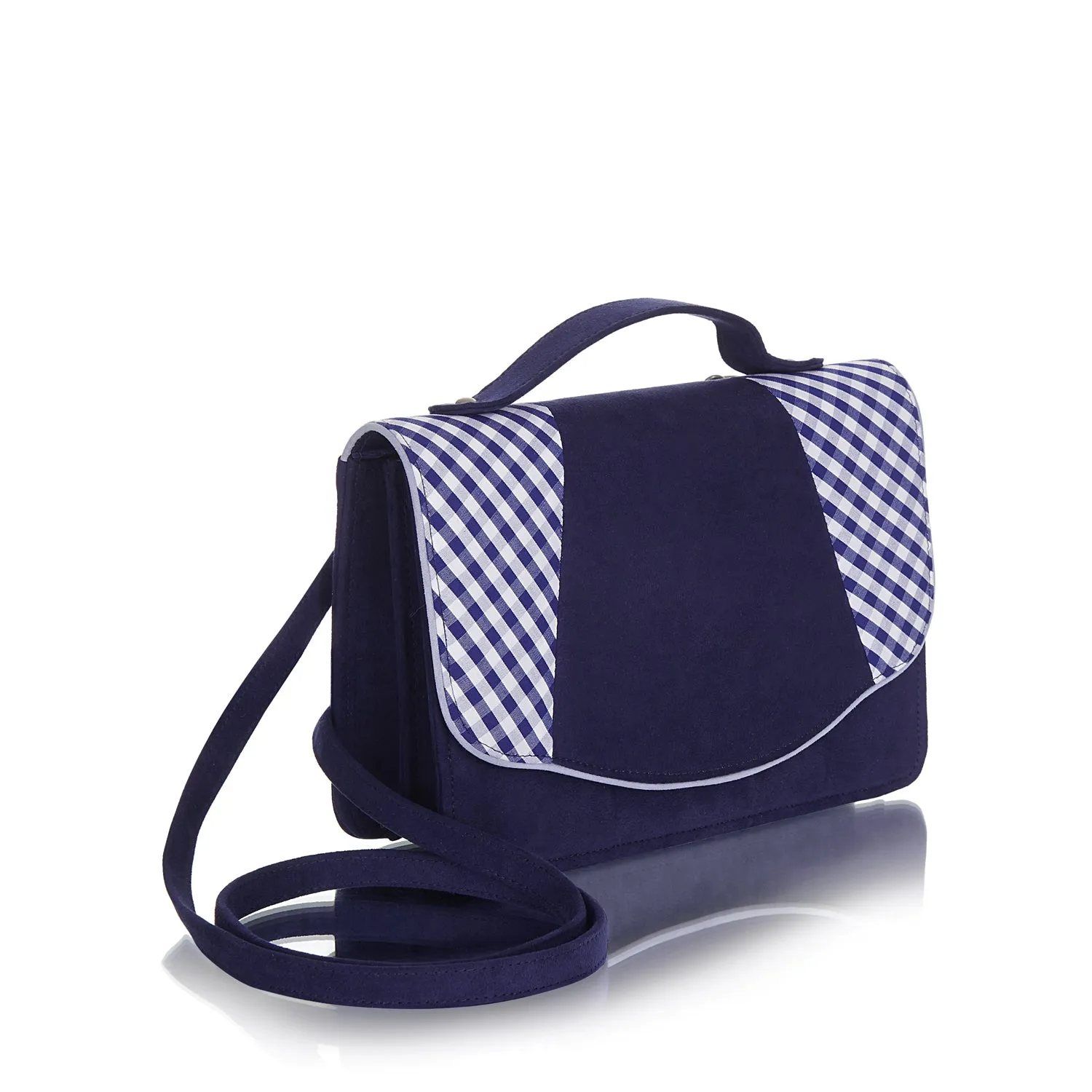 Belfast Blue Check Satchel Mini Briefcase Bag (Matches Ophelia Mid-Heels) by Ruby Shoo
