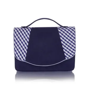 Belfast Blue Check Satchel Mini Briefcase Bag (Matches Ophelia Mid-Heels) by Ruby Shoo