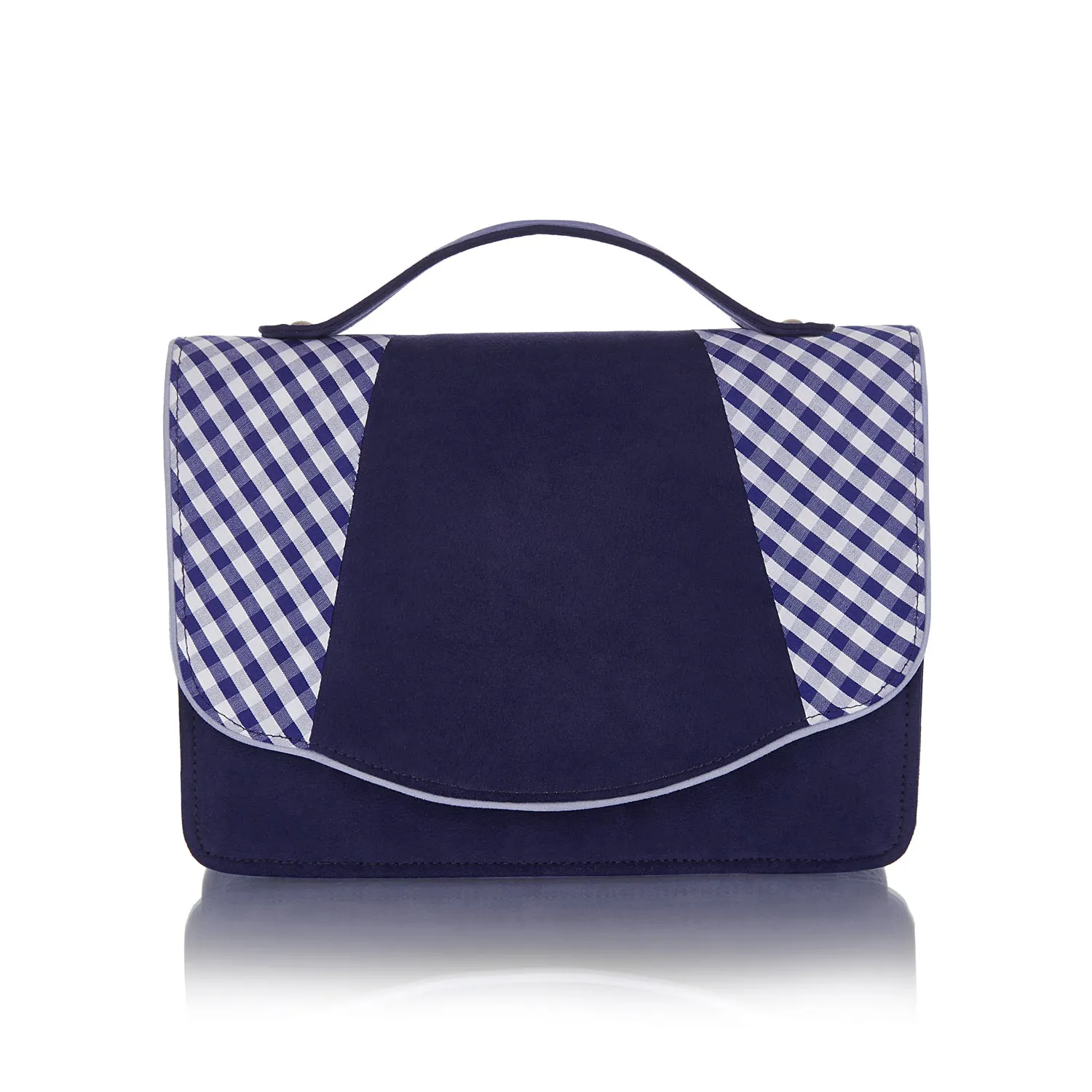 Belfast Blue Check Satchel Mini Briefcase Bag (Matches Ophelia Mid-Heels) by Ruby Shoo