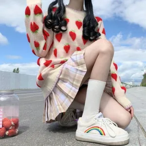 Berry Rain  Sweater Top Kawaii Academia Y2K Cottagecore Coquette Fairycore Dollette Princesscore