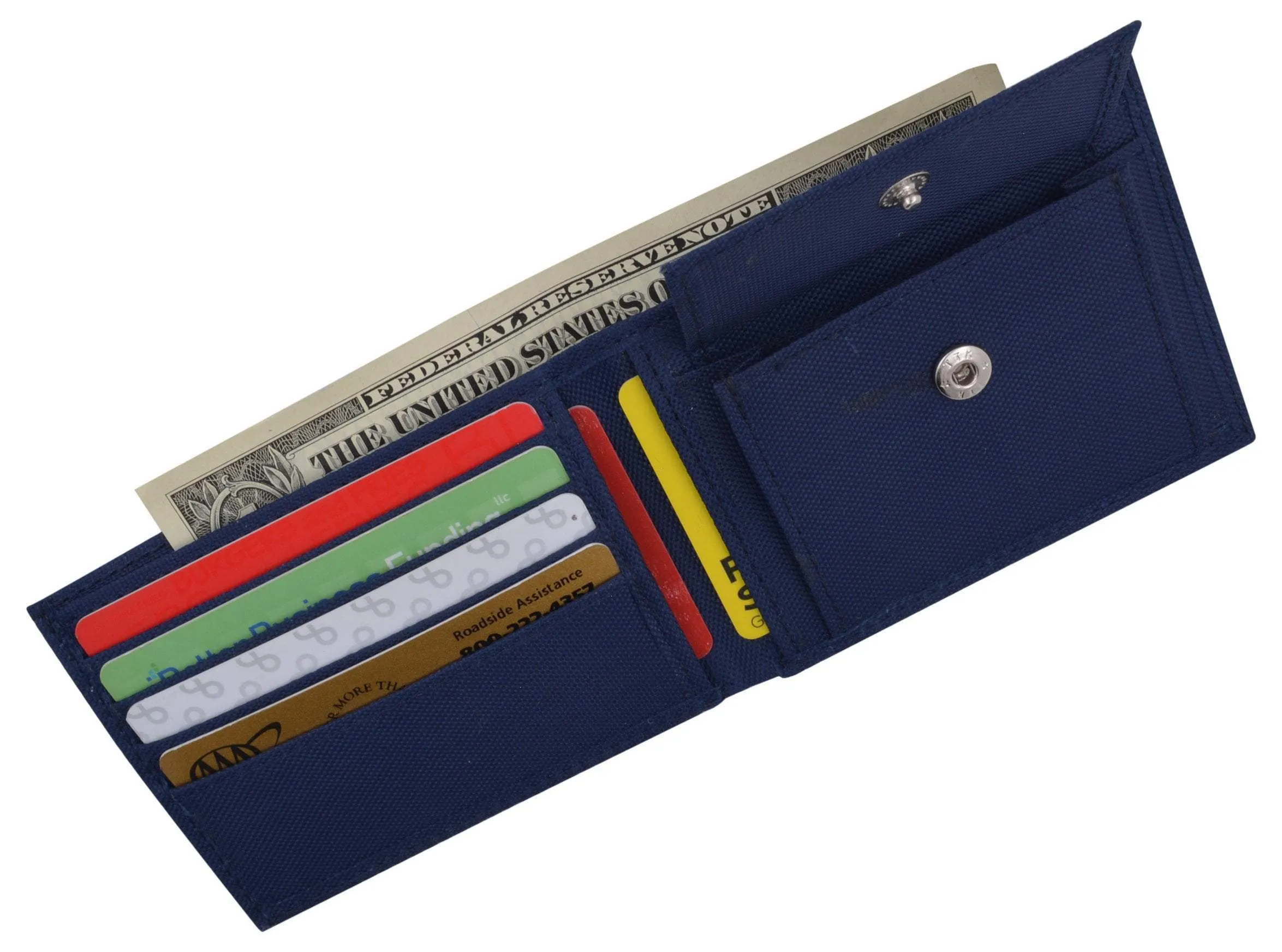 Blue Kids Nylon Card ID Holder with Coin Pocket Bifold Boys Wallet NEW