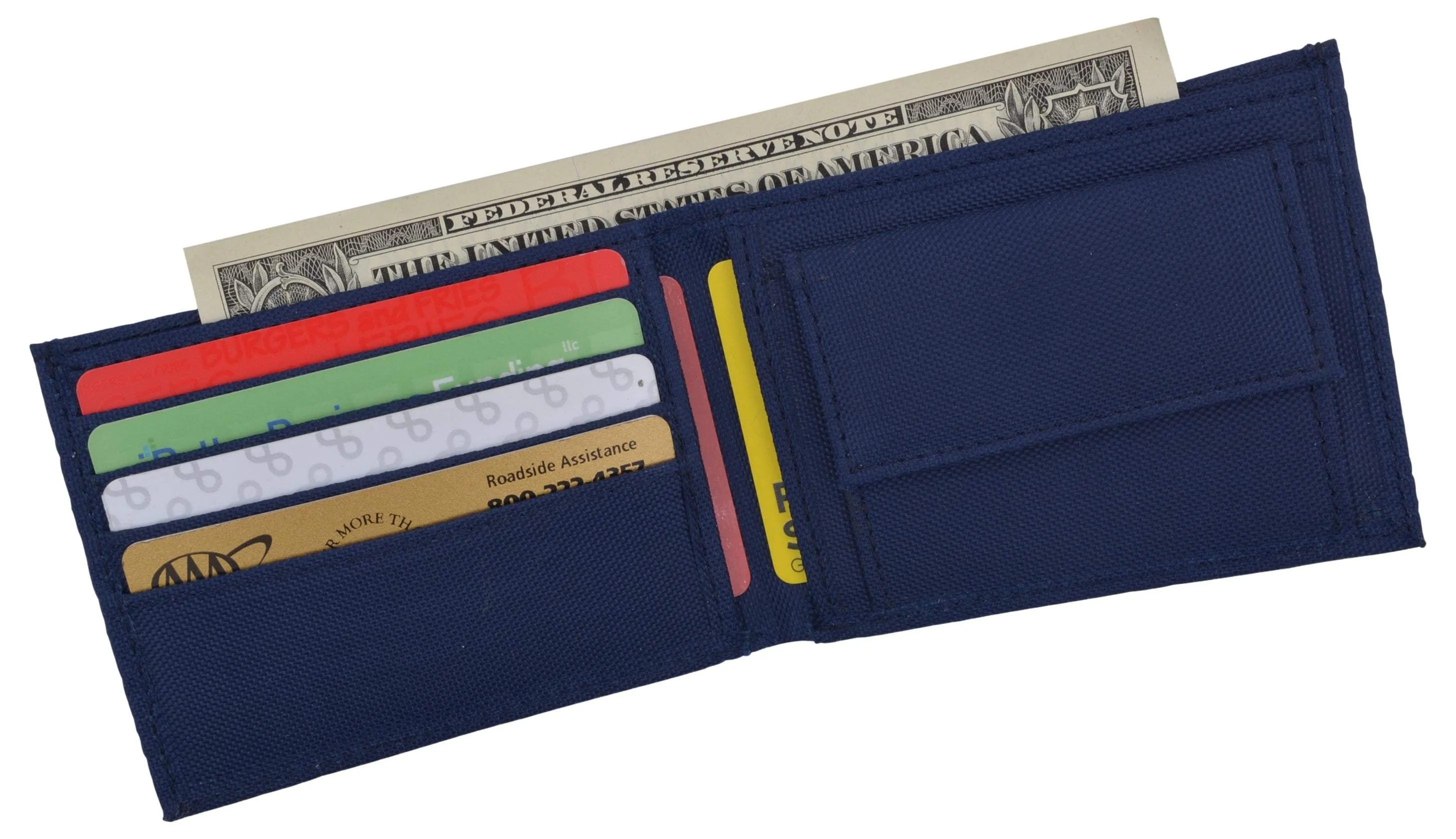 Blue Kids Nylon Card ID Holder with Coin Pocket Bifold Boys Wallet NEW