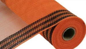 Border Stripe Metallic Mesh Orange with Black Mesh 10.5" x 10 YARD ROLL