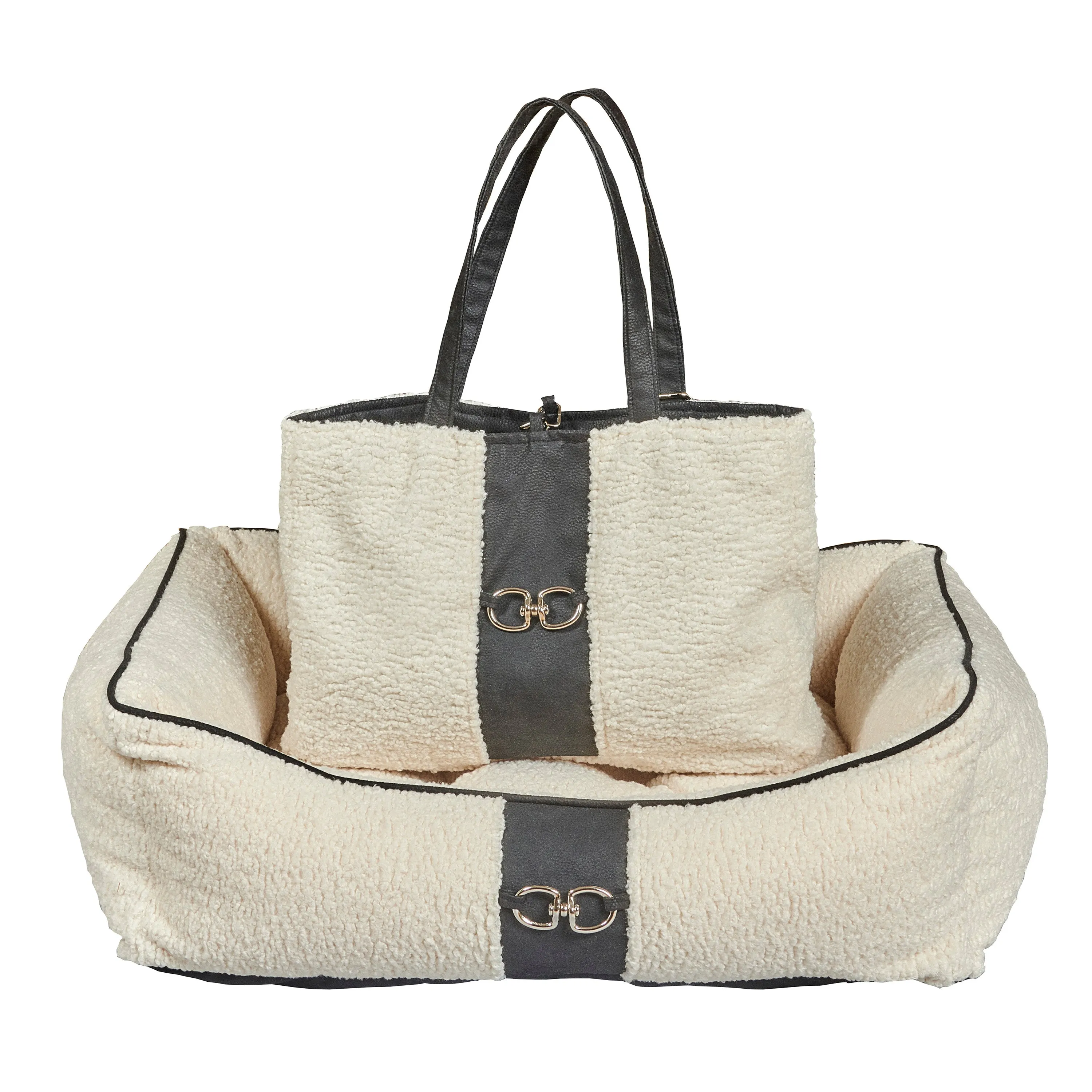 Bowsers Carry-All Dog Carrier - Ivory Sheepskin Faux Fur