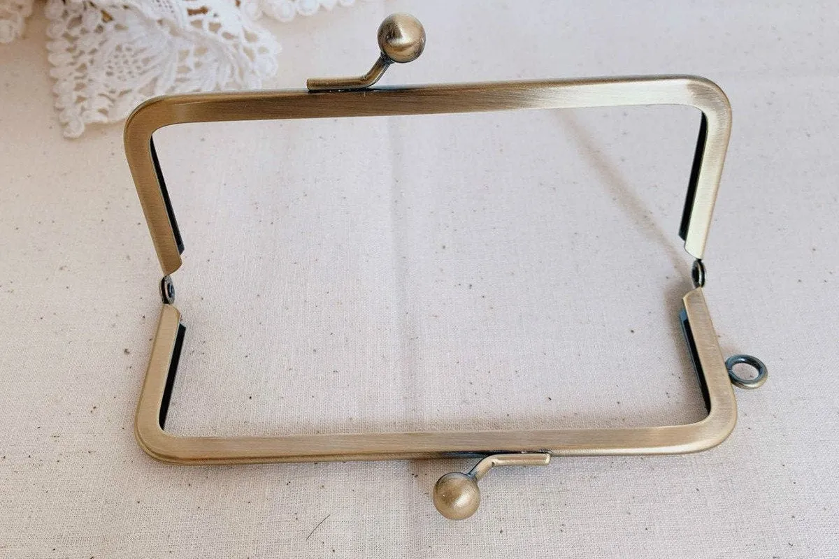 Bronze Purse Frame Kiss Lock Bag Frame Glue In Style 13.5cm x 5.5cm