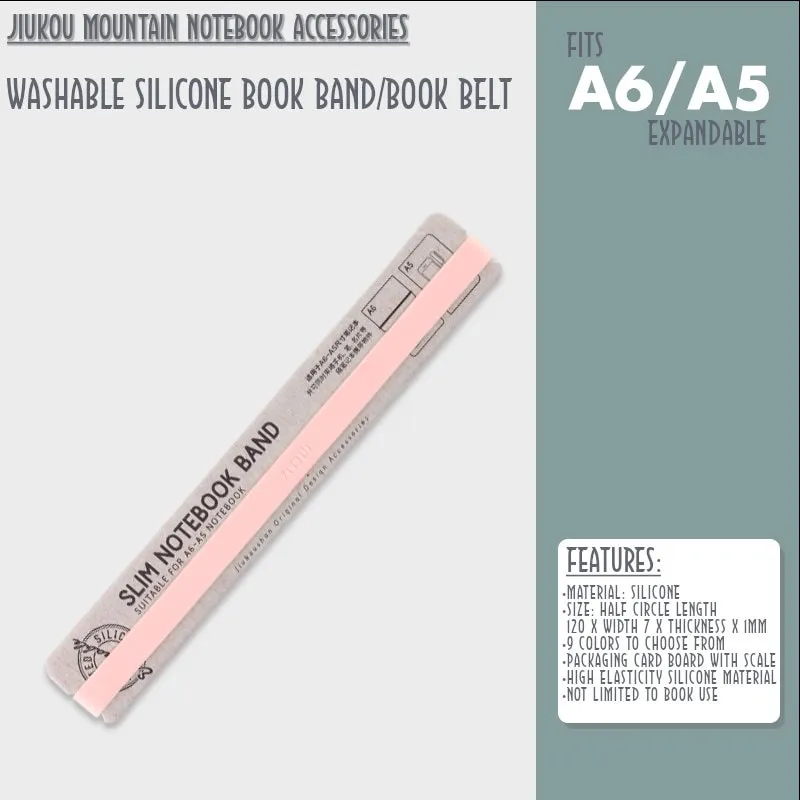 BROWN A6 B6 A5 Jiukou Washable Silicone Book Band Adjustable Book Band Book Belt Book Fastener Notebook Elastic Band
