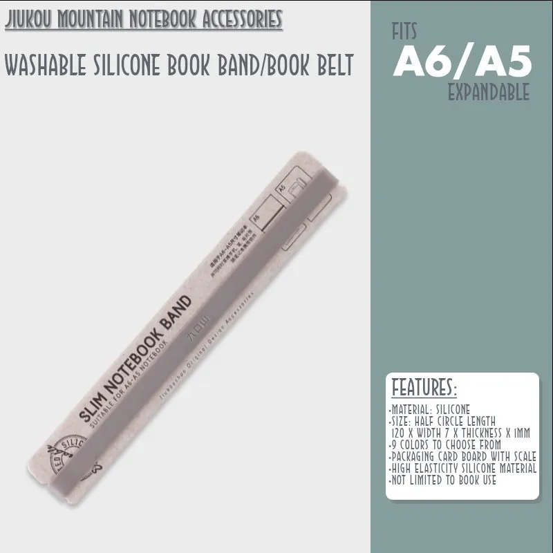 BROWN A6 B6 A5 Jiukou Washable Silicone Book Band Adjustable Book Band Book Belt Book Fastener Notebook Elastic Band