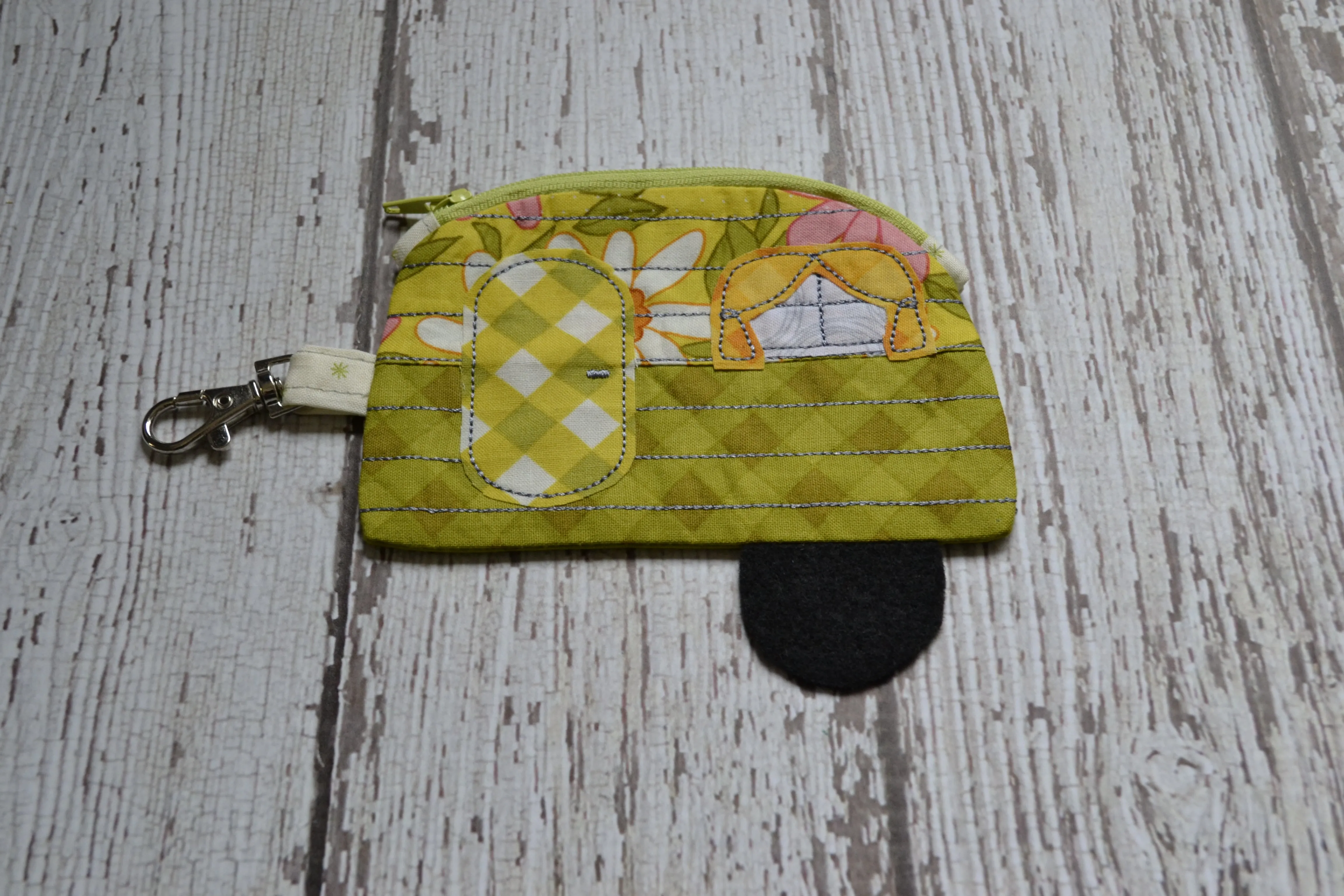 Camper Shaped Coin Purse -Re-Purposed Fabric - Group M - (3)