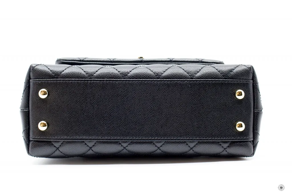 Chanel A92990B05068 Coco Handle Black burgundy Caviar Small Shoulder Bags Pbhw