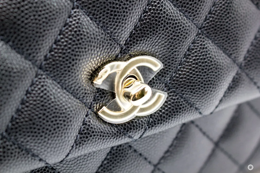 Chanel A92990B05068 Coco Handle Black burgundy Caviar Small Shoulder Bags Pbhw