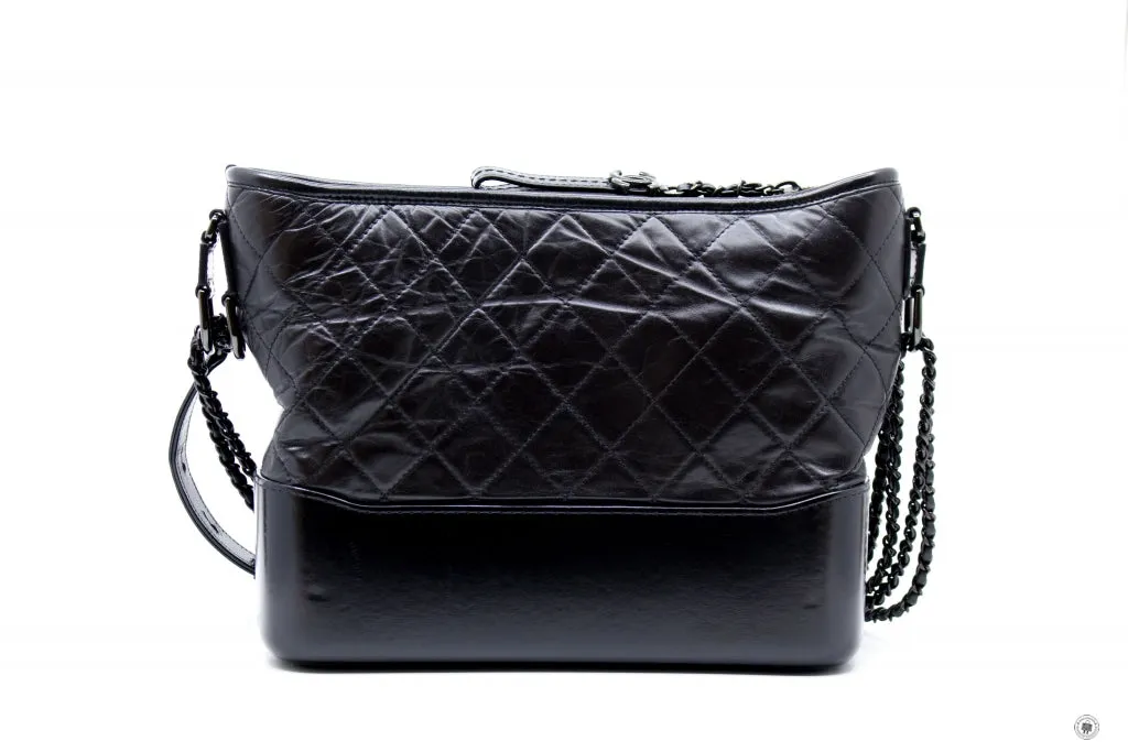 Chanel A93824 B01935 Gabrielle Hobo Medium SO Black  Black   94305  Lambskin Shoulder Bags Bkhw