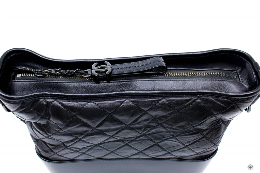 Chanel A93824 B01935 Gabrielle Hobo Medium SO Black  Black   94305  Lambskin Shoulder Bags Bkhw