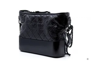 Chanel A93824 B01935 Gabrielle Hobo Medium SO Black  Black   94305  Lambskin Shoulder Bags Bkhw