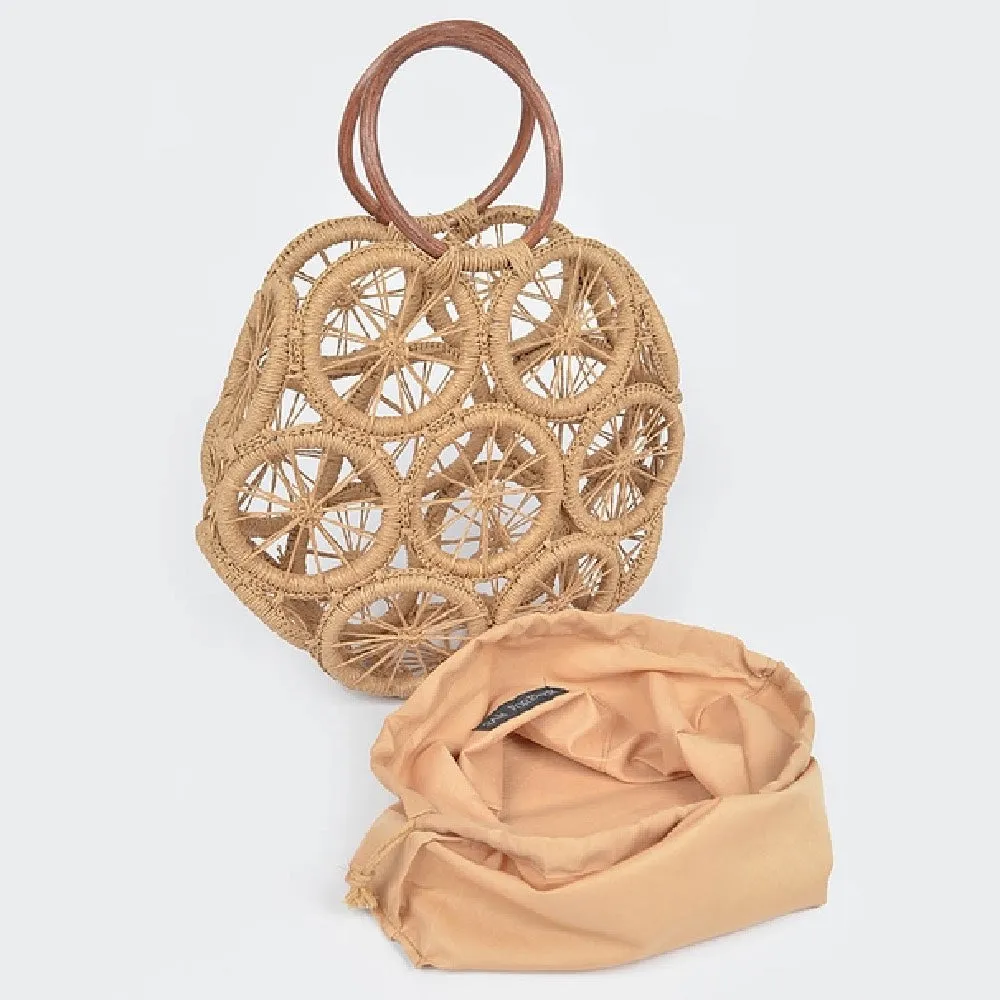 Circling Tide Faux Straw Tote