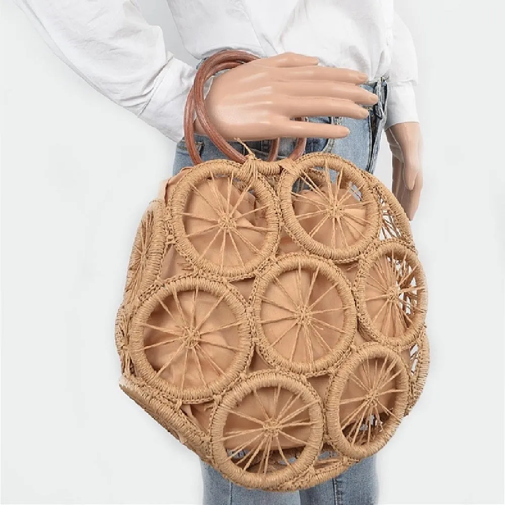 Circling Tide Faux Straw Tote