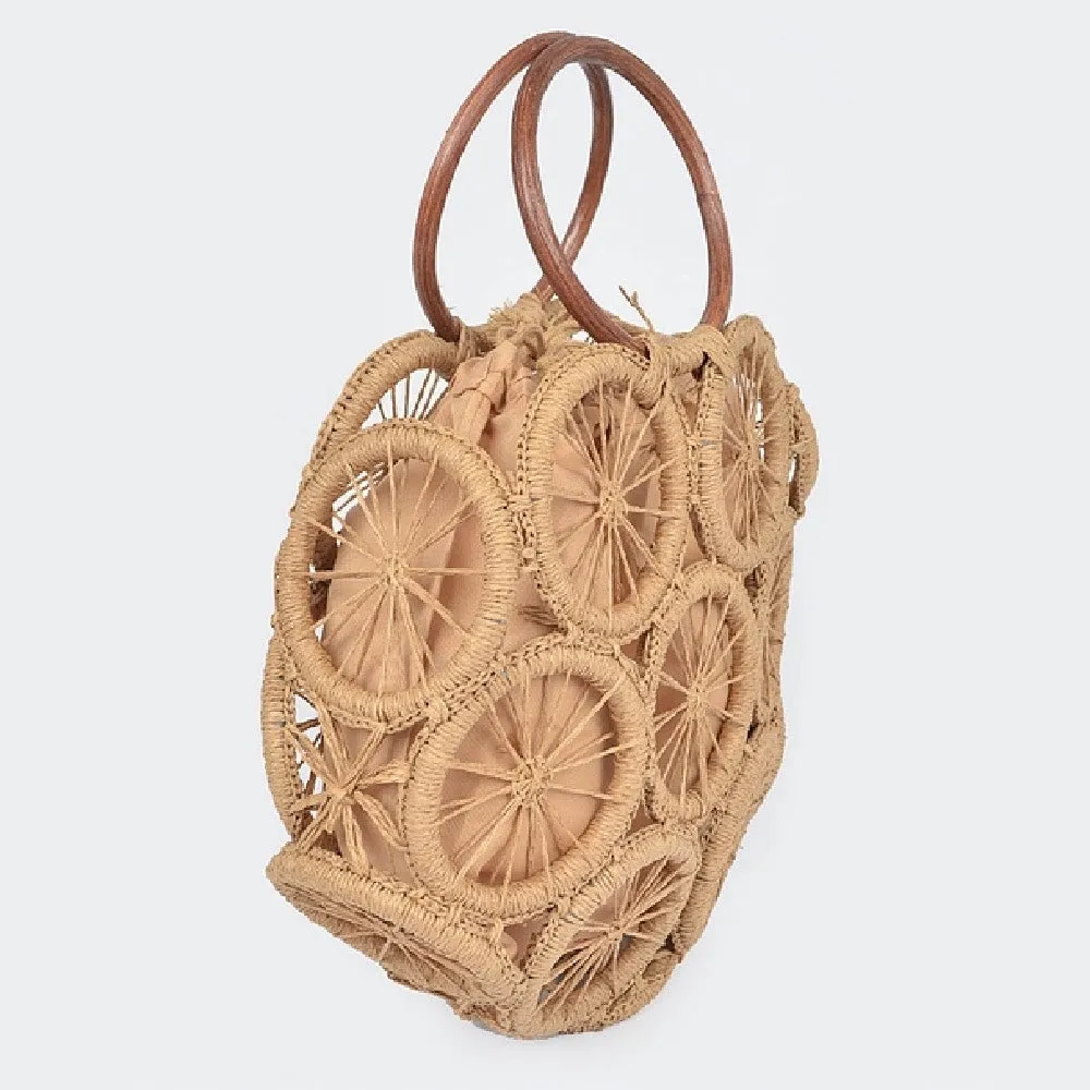 Circling Tide Faux Straw Tote