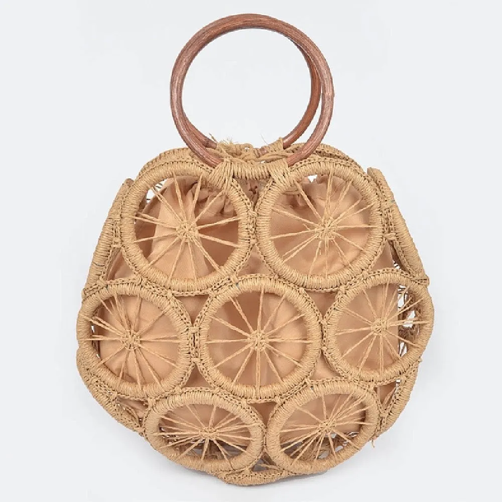 Circling Tide Faux Straw Tote