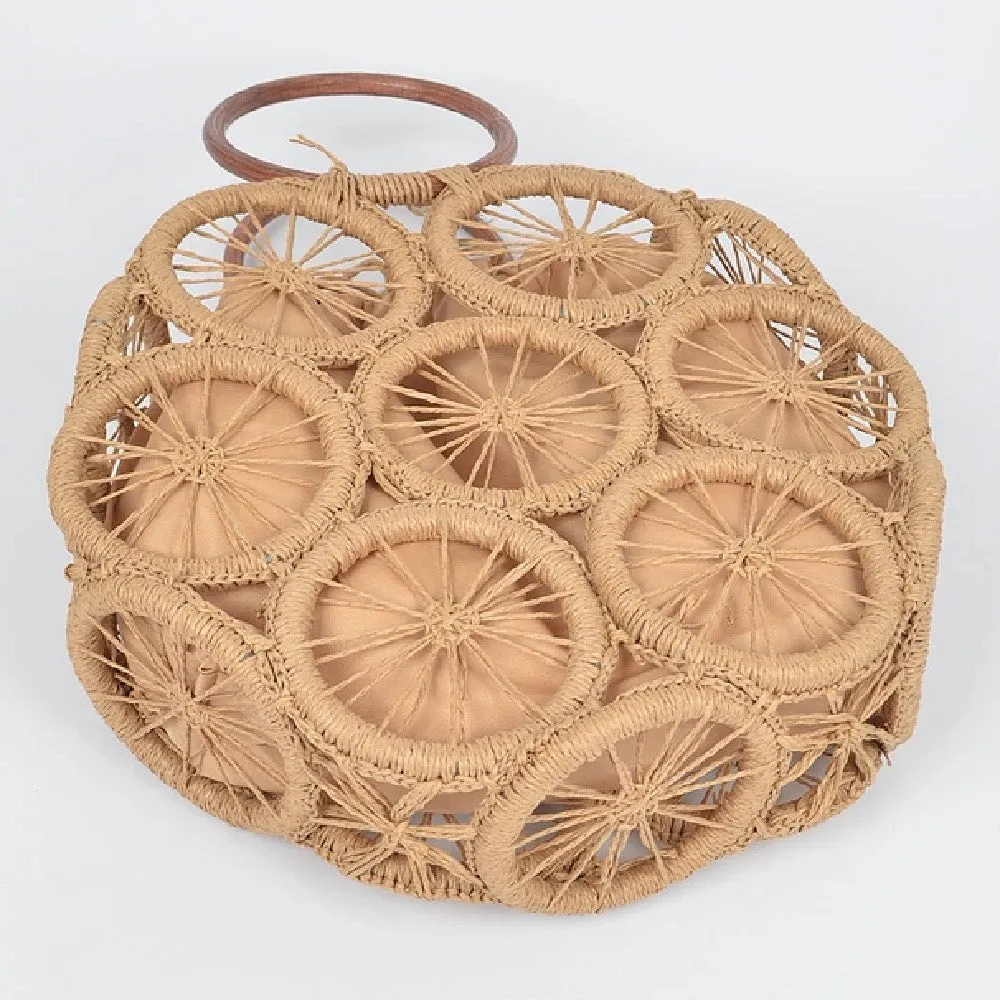Circling Tide Faux Straw Tote