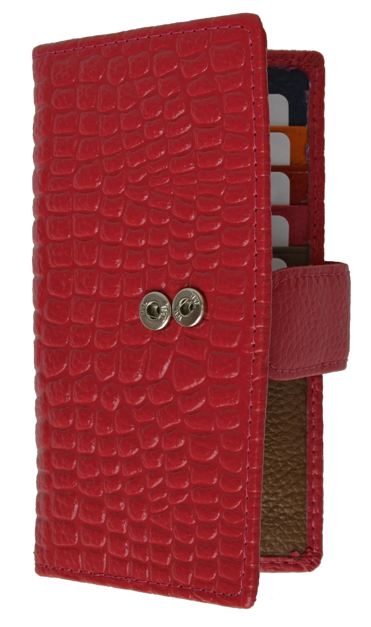 Croco Embossed Credit Card Holder with Snap 118 268