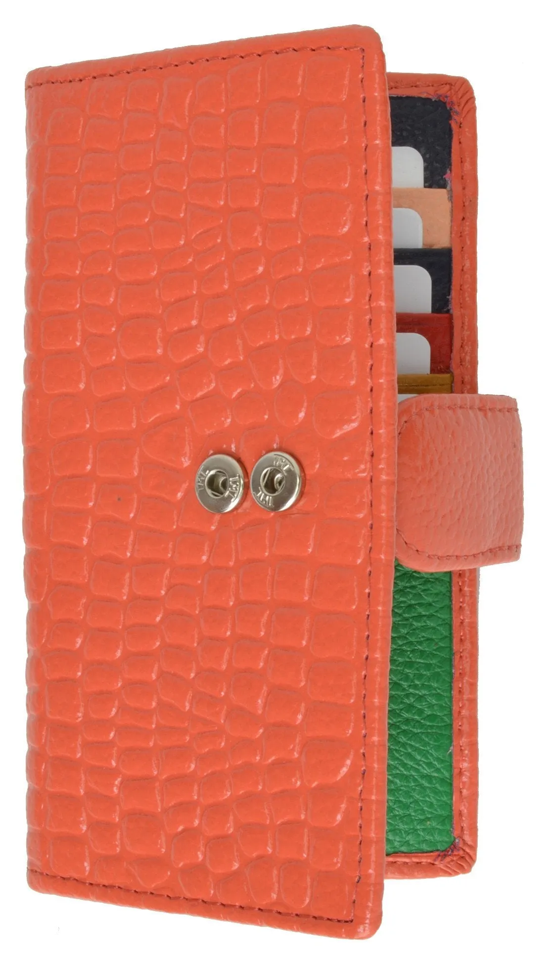 Croco Embossed Credit Card Holder with Snap 118 268