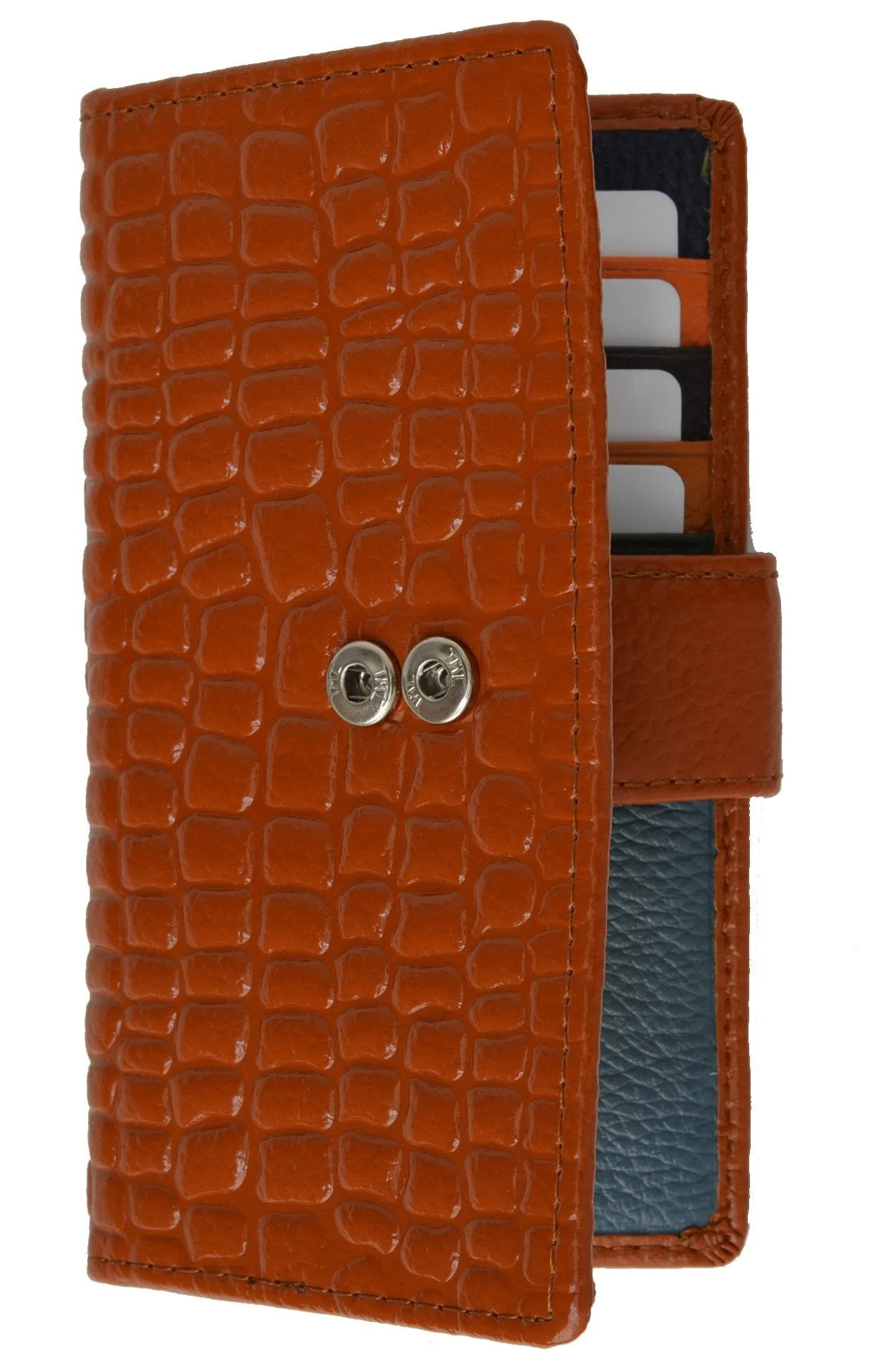 Croco Embossed Credit Card Holder with Snap 118 268