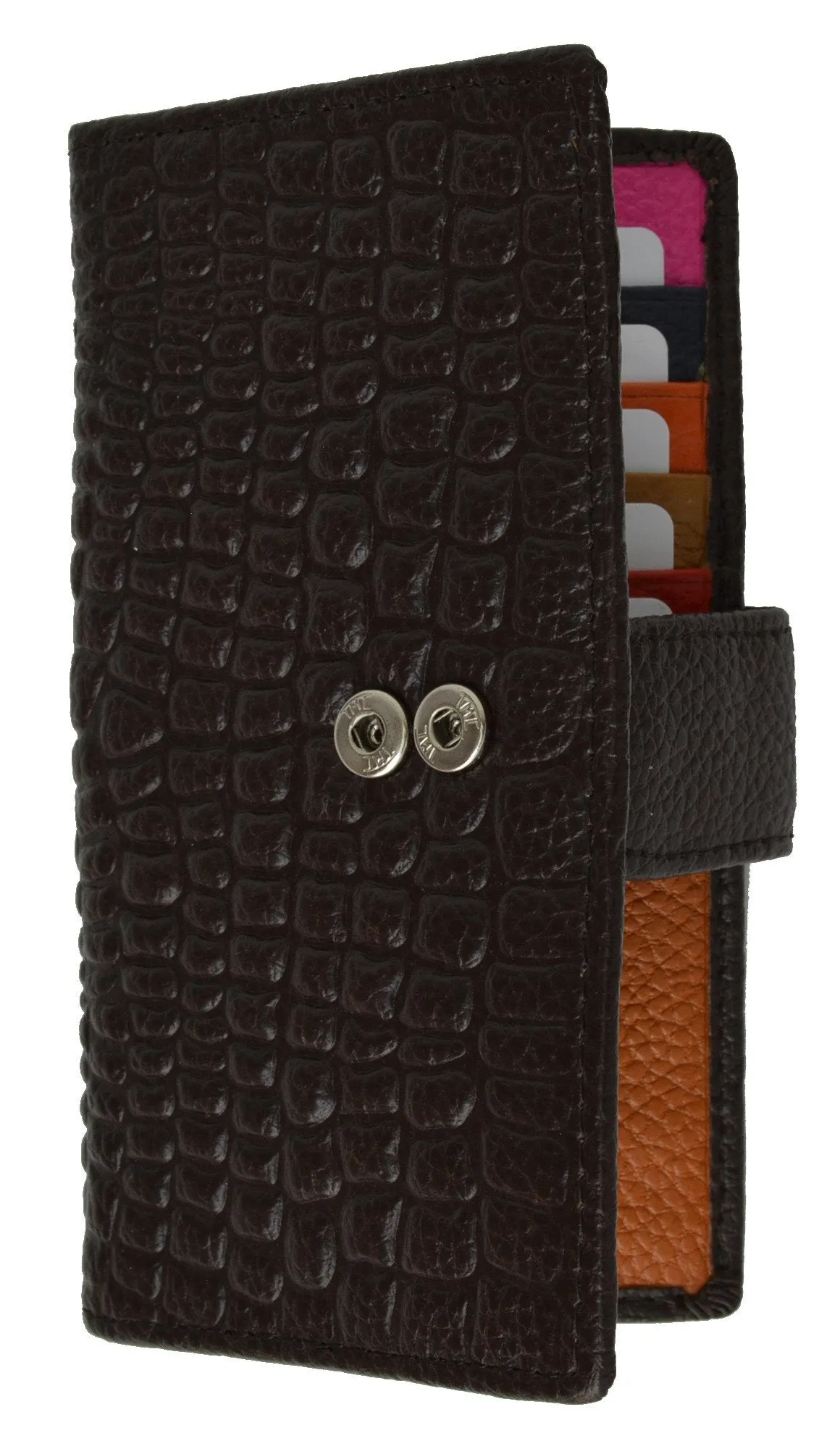 Croco Embossed Credit Card Holder with Snap 118 268
