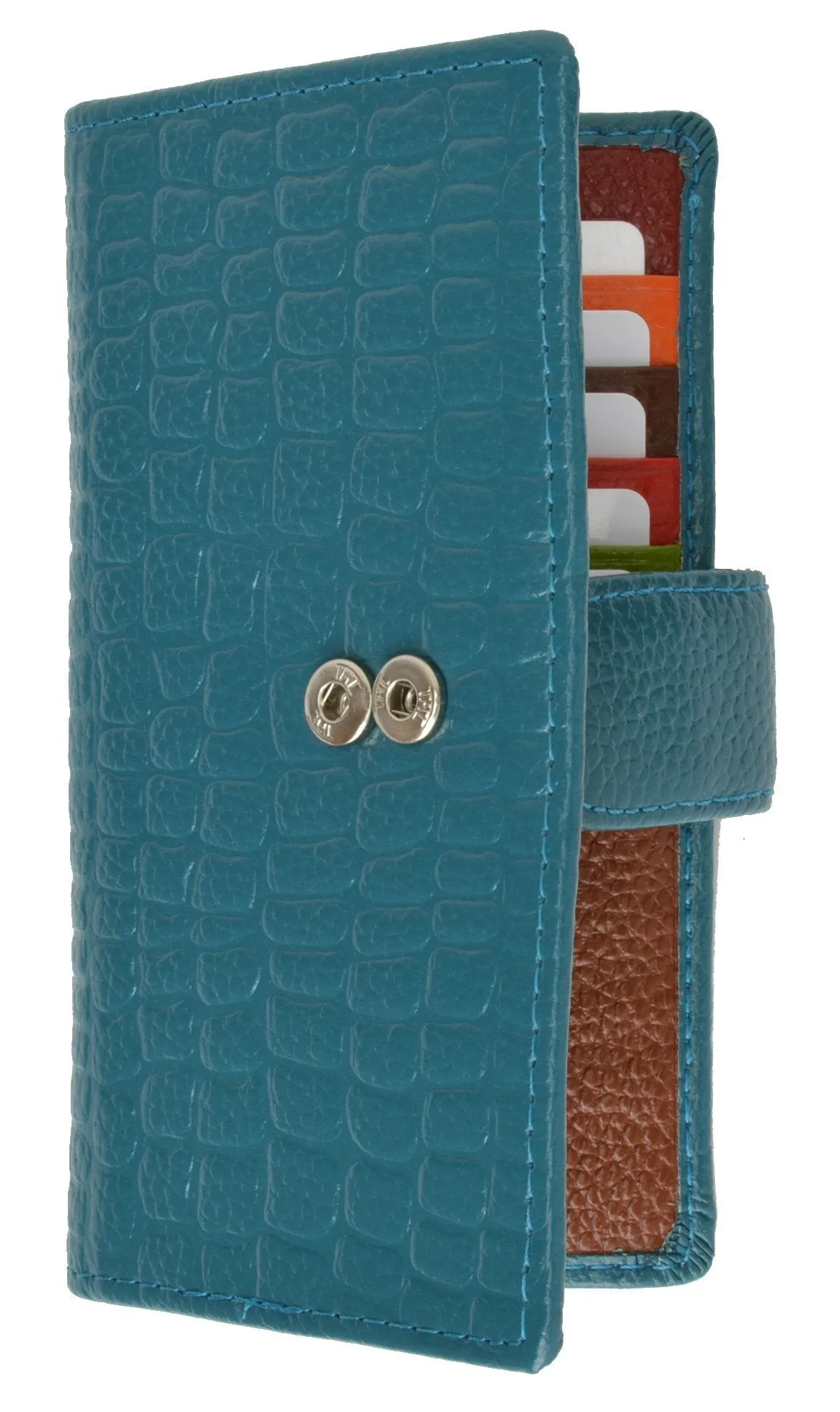 Croco Embossed Credit Card Holder with Snap 118 268